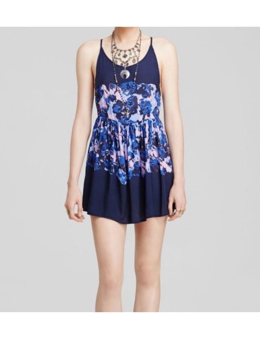 Free People Blue Floral Voile Slip Dress